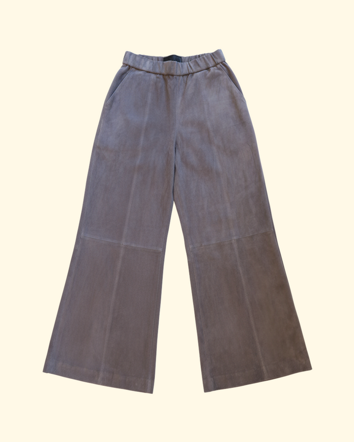 Suede Wide Leg Pant | Castle grey