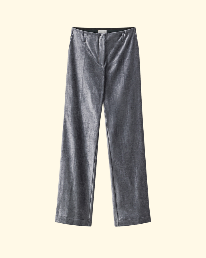 Stretch Velvet Flare Pants | Stone