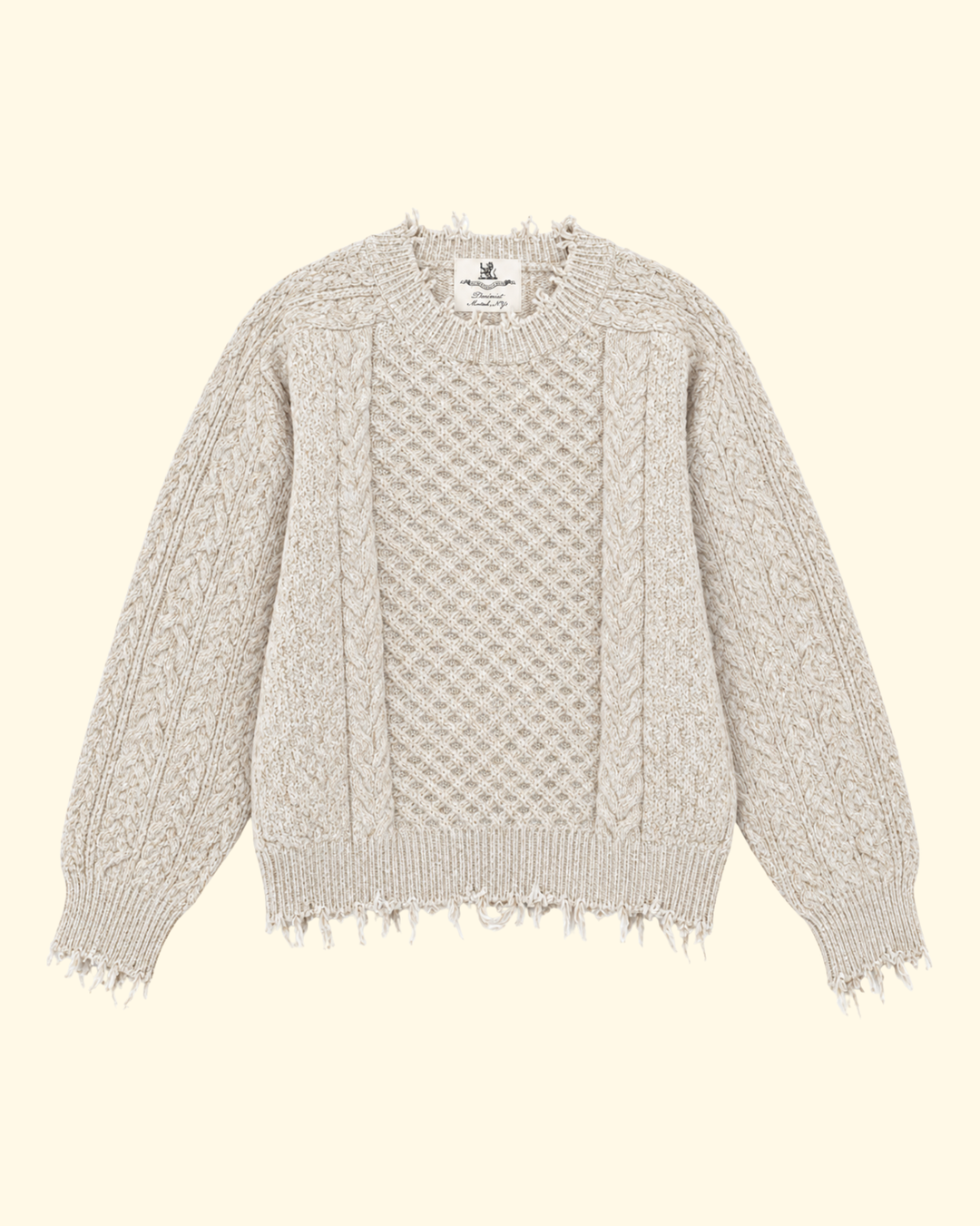 Oversized Cropped Aran Sweater | Light Heather Grey