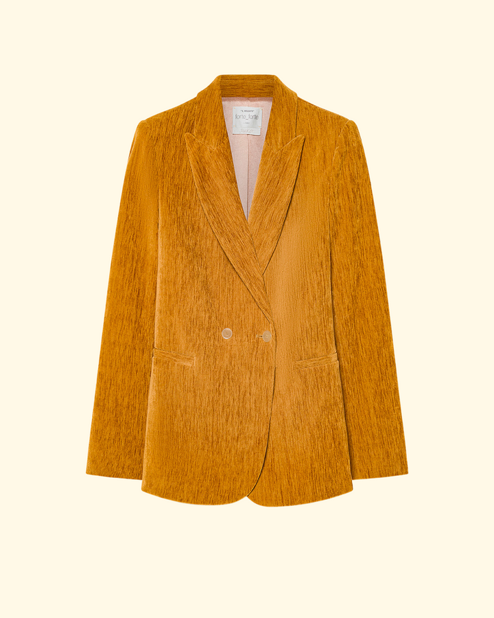 Stretch Velvet Masculine Jacket | Gold