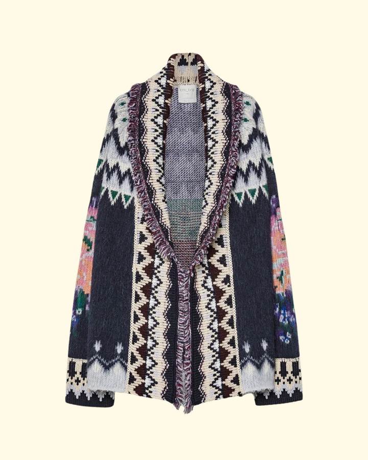 "The Highlands Garden" Jacquard Oversized Sweater | Night