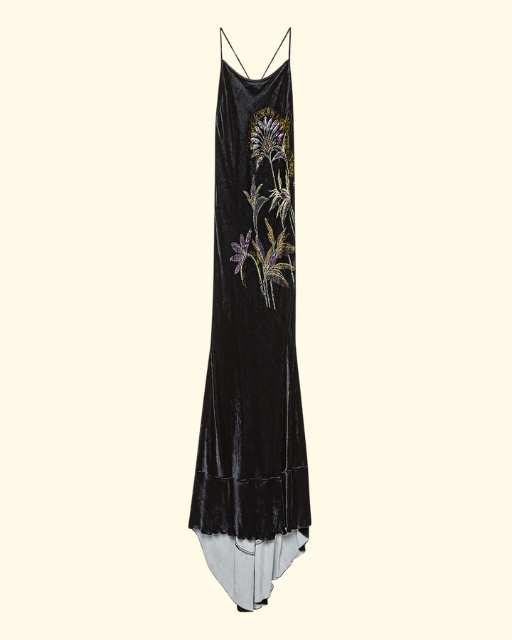 Sogni Print Velvet Slip Dress | Notte