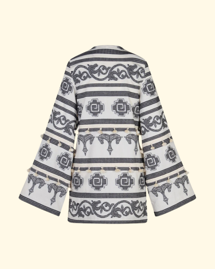 Temple Mini Dress | Ecru Black