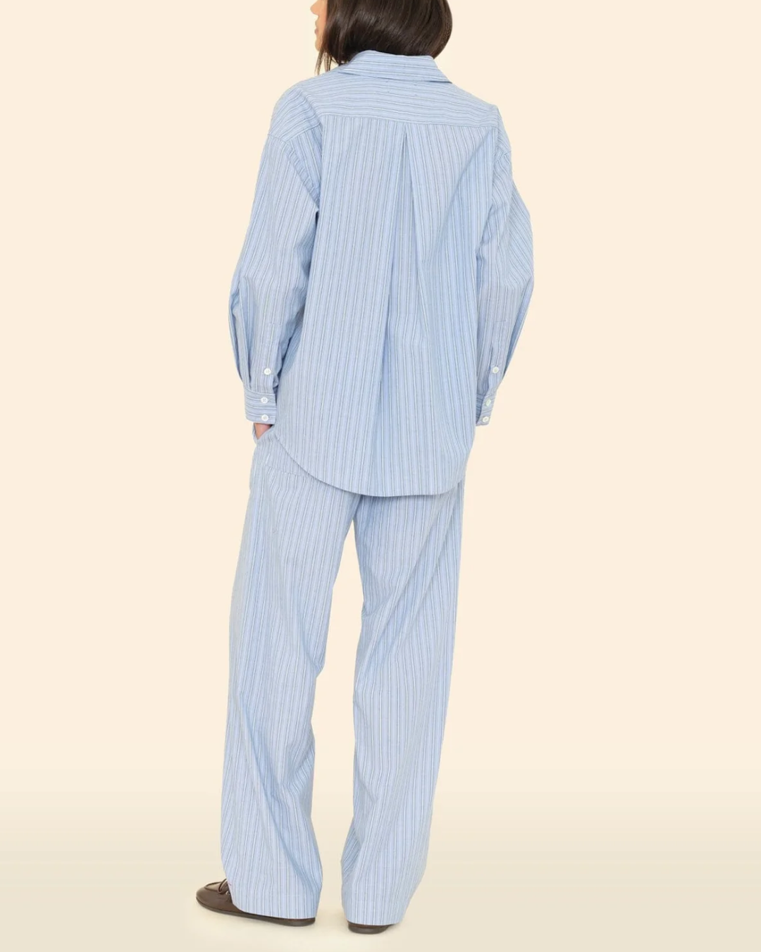Brinna Pant | Chambray Teal Stripe