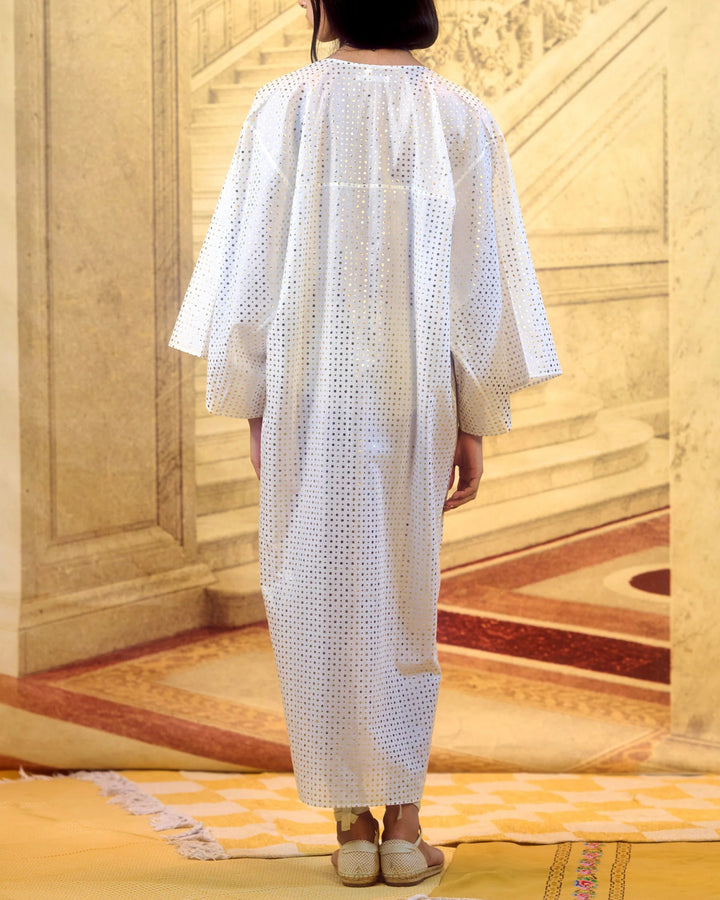 Kimono Kaftan | White & Golden Dots