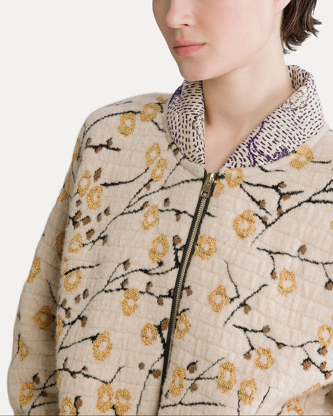 'Cherry Blossom' Jacquard Bomber | Mandorla