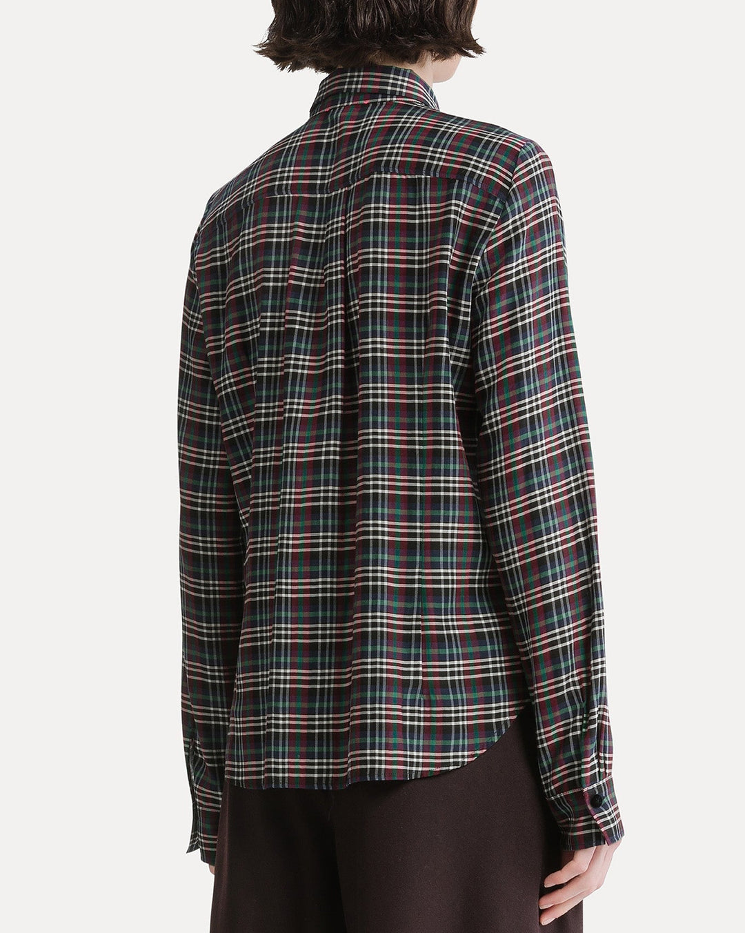 Tartan Light Voile Shirt with Rouches | Royal