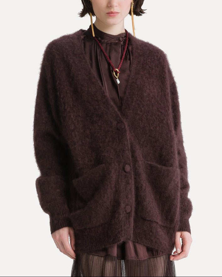 Gauzed Cashmere Oversized Cardigan | Fondant