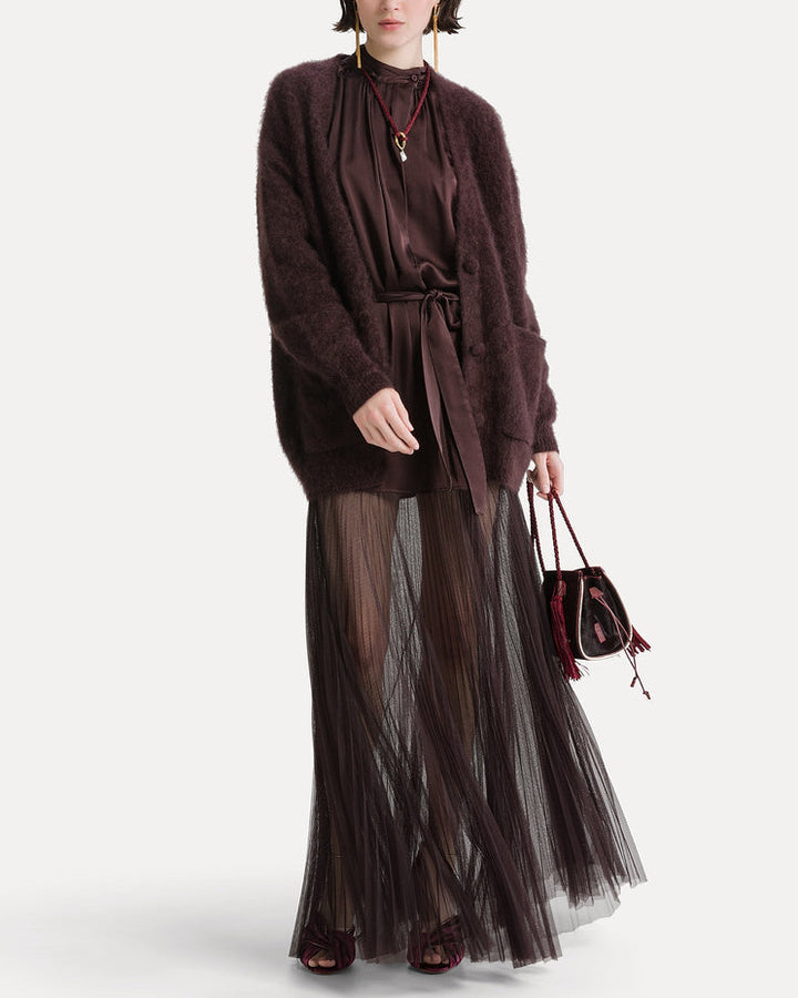 Gauzed Cashmere Oversized Cardigan | Fondant