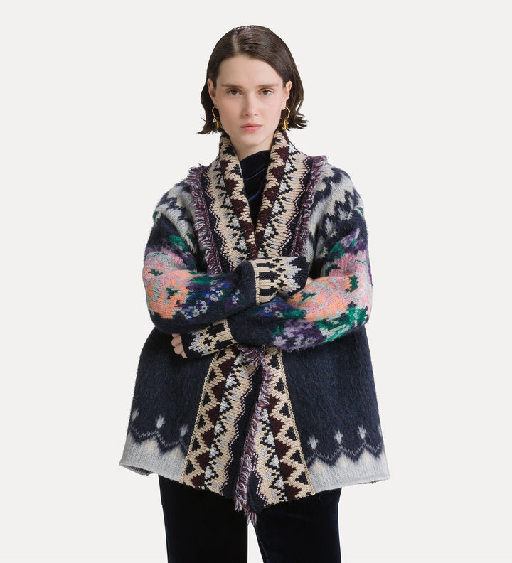 "The Highlands Garden" Jacquard Oversized Sweater | Night
