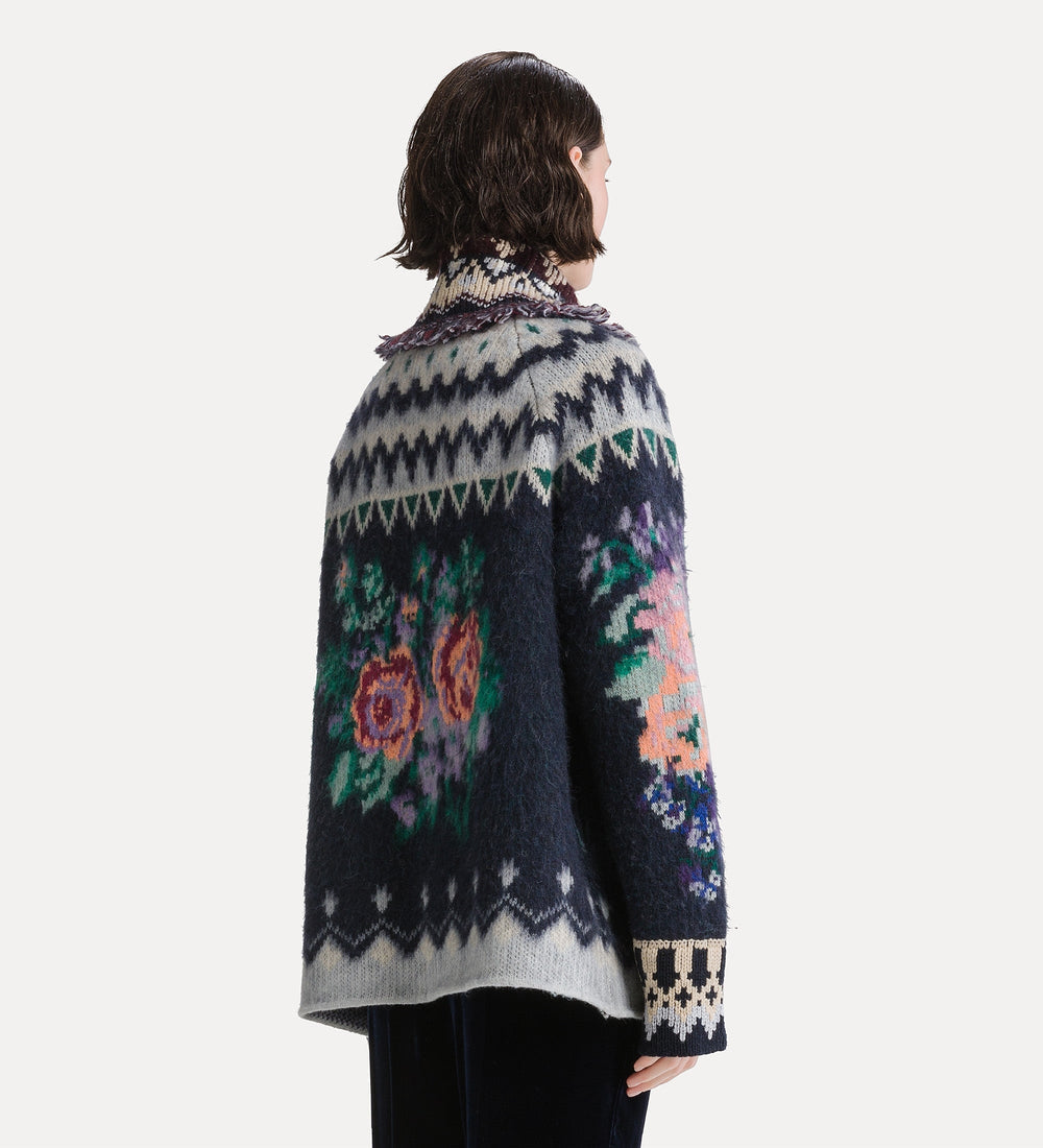 "The Highlands Garden" Jacquard Oversized Sweater | Night