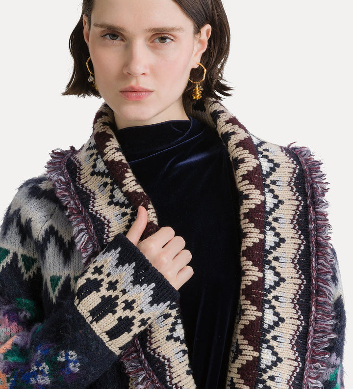 "The Highlands Garden" Jacquard Oversized Sweater | Night