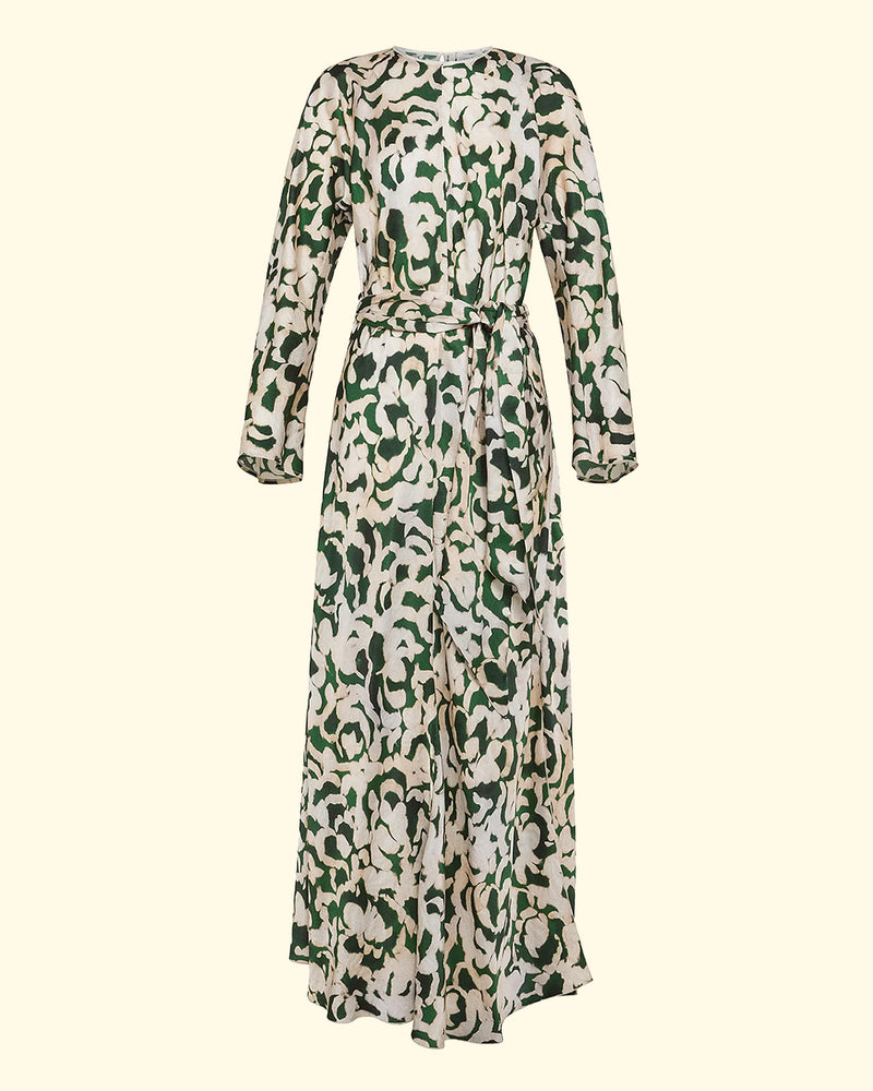 Rose Alchemy Cloqu' Satin Dress | Malachite