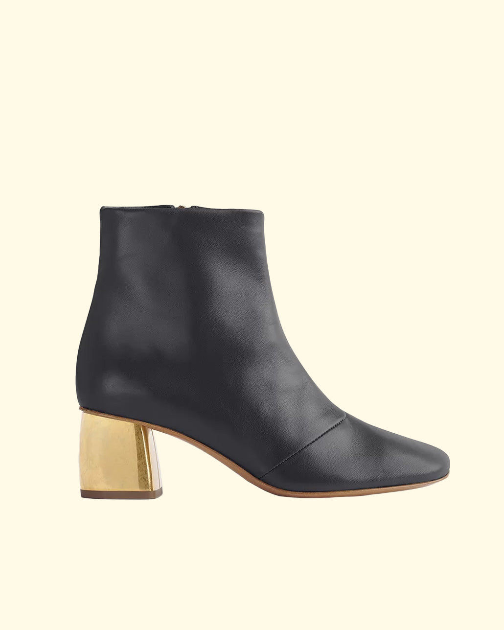 Golden Heel Nappa Leather Hanckle Boots | Nero