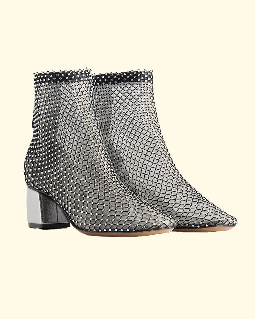 Strass Mesh Ankle Boot | Nero