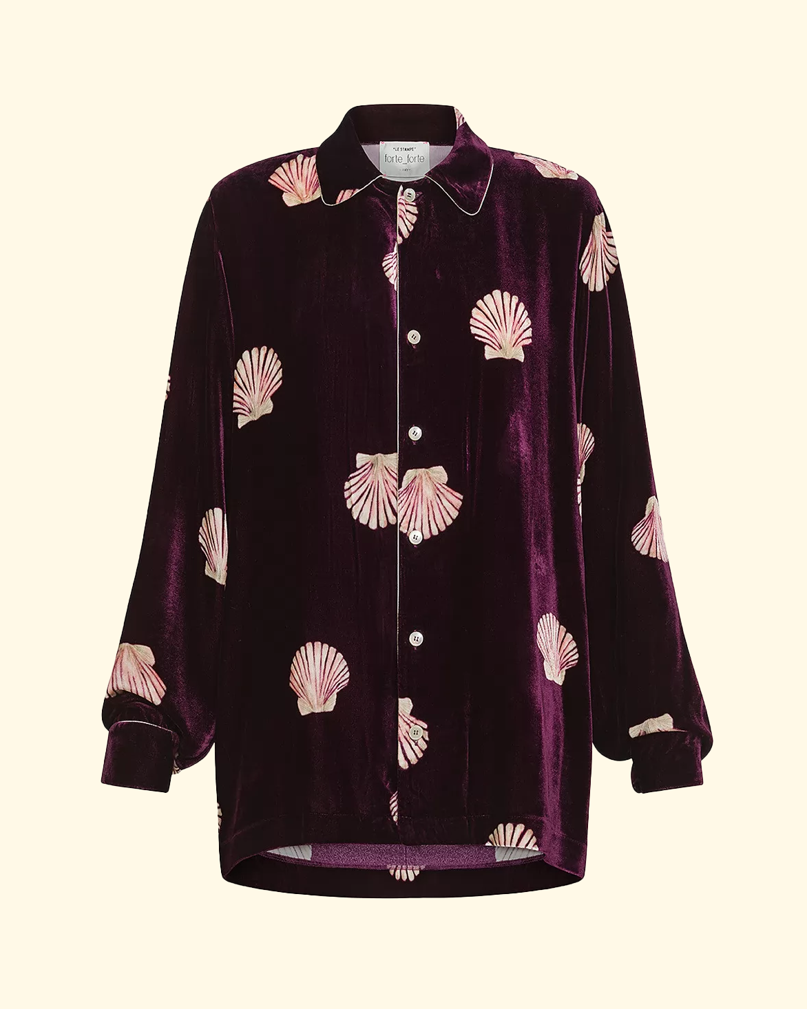 Mother of Pearl Velvet Pajama Shirt | Ruby