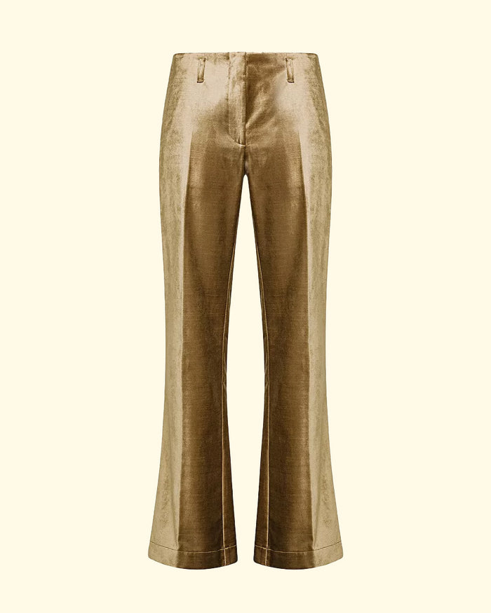 Velvet Trumpet Pants | Gold