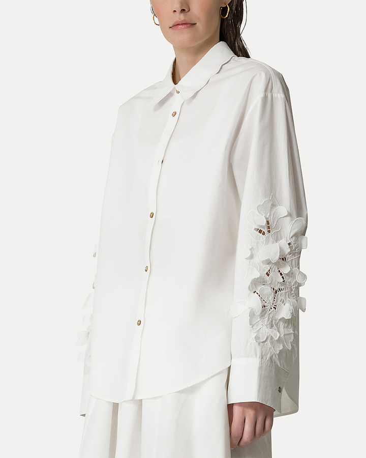 En Fleur Embroidery Shirt | Bianco