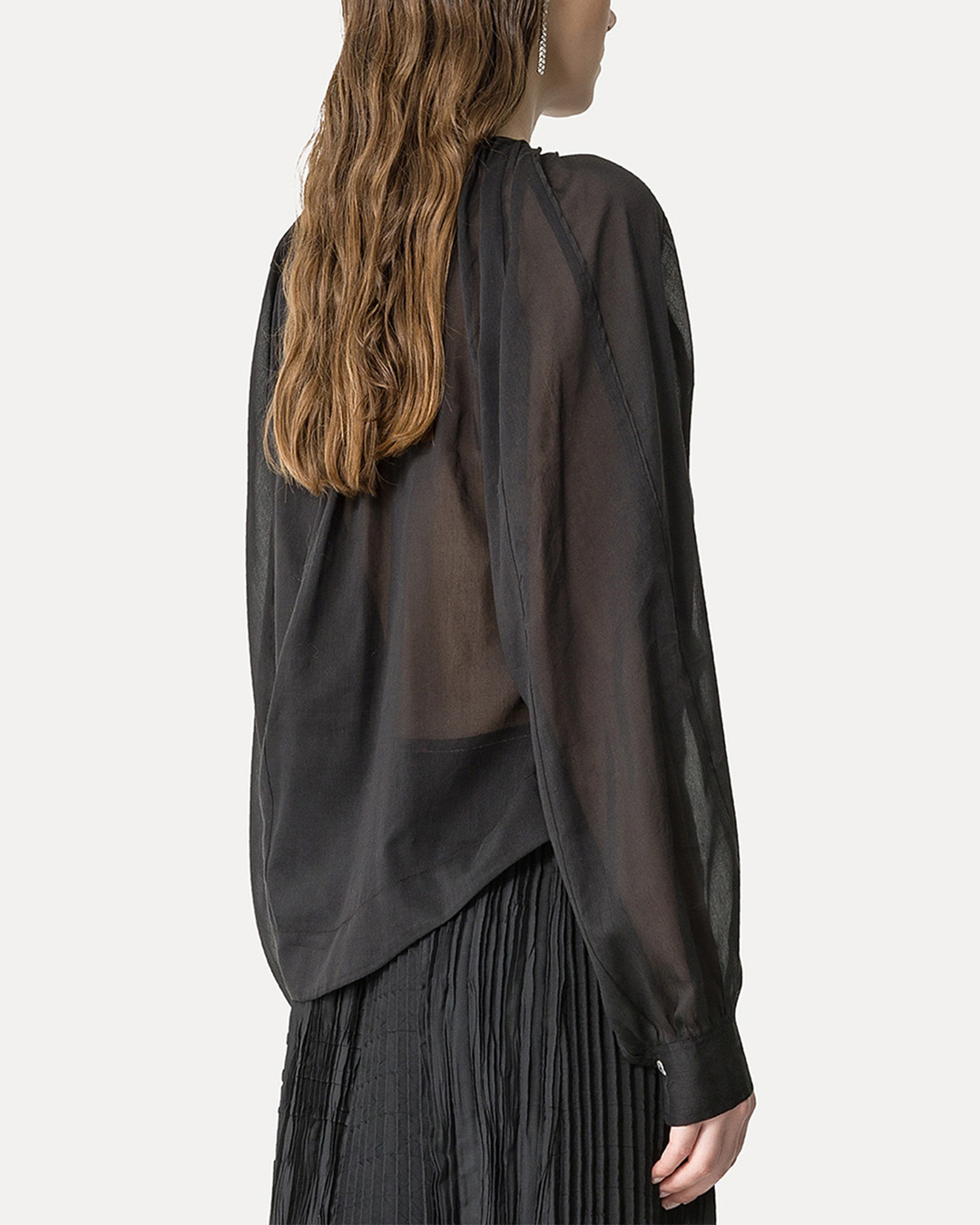 Pearl Embroidery Bohemian Shirt | Nero