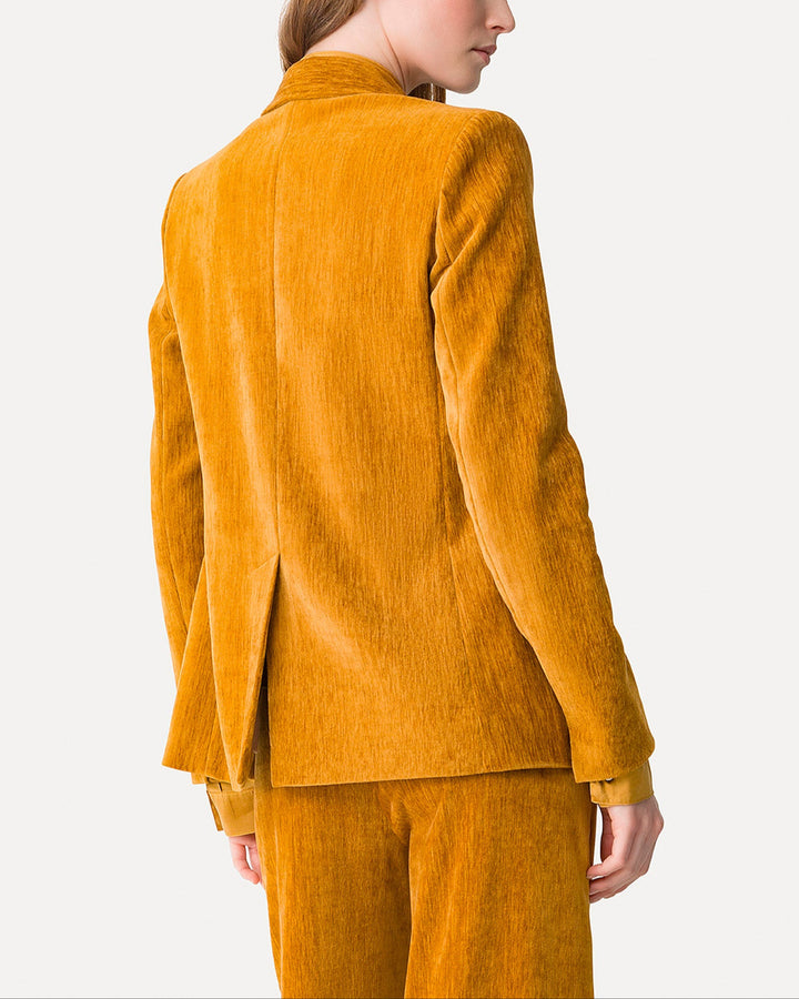 Stretch Velvet Masculine Jacket | Gold