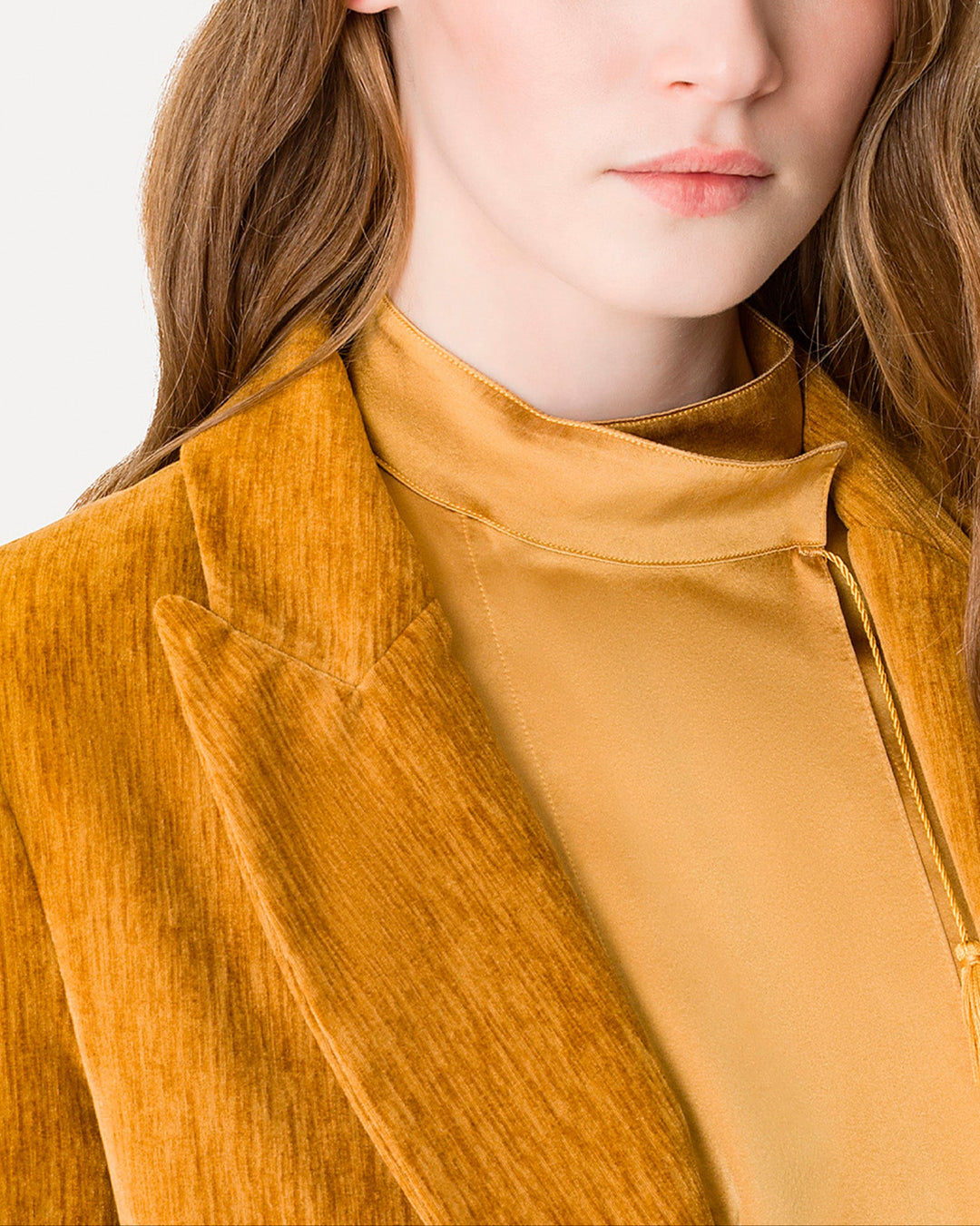 Stretch Velvet Masculine Jacket | Gold