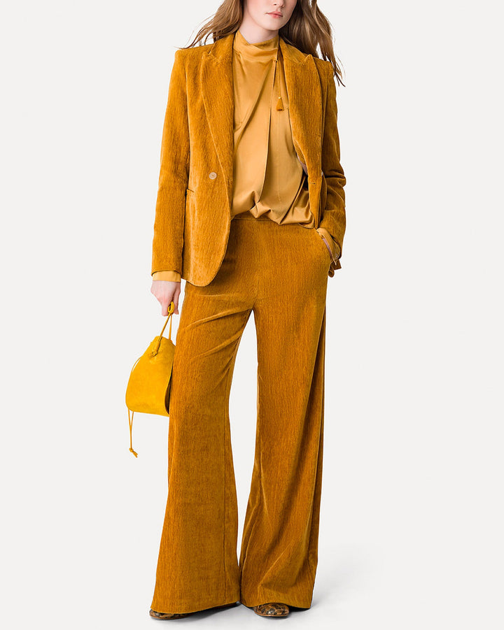 Stretch Velvet Masculine Jacket | Gold