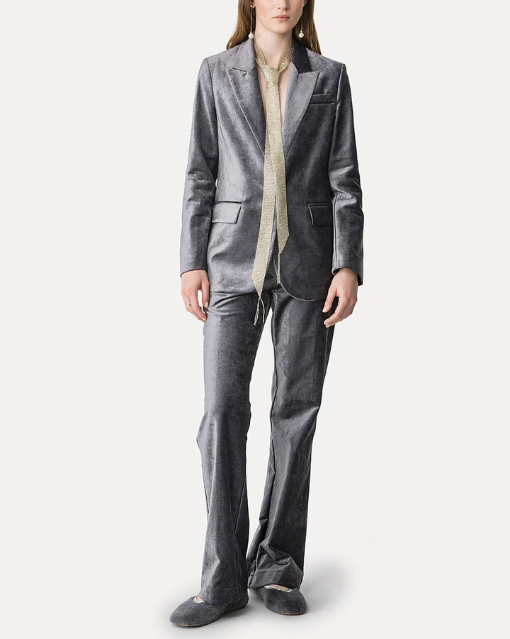 Stretch Velvet Masculine Jacket | Stone