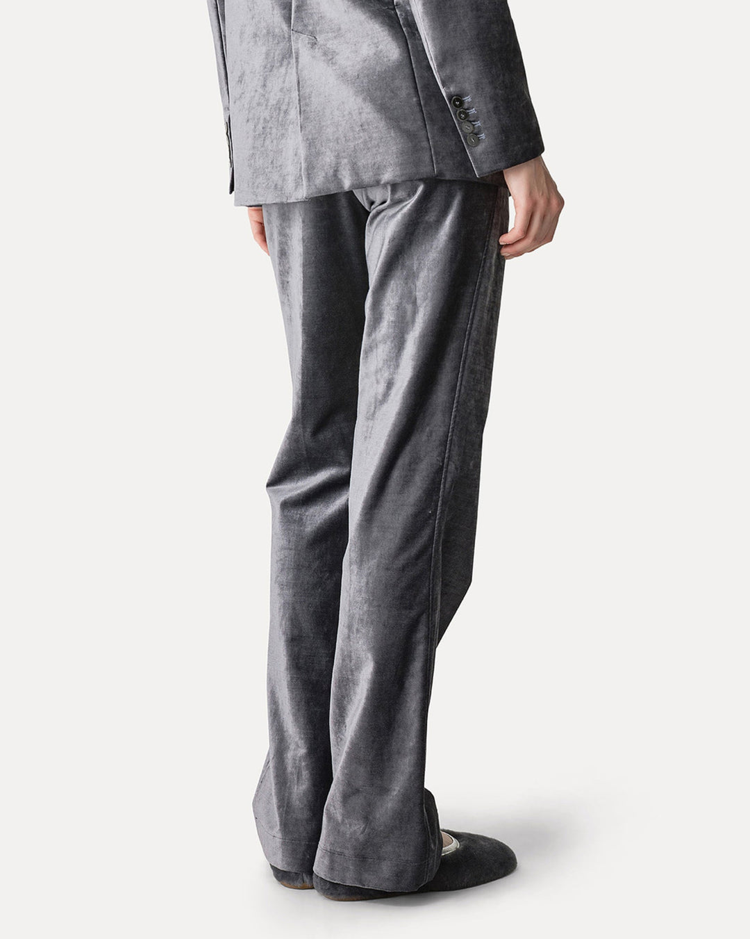 Stretch Velvet Flare Pants | Stone