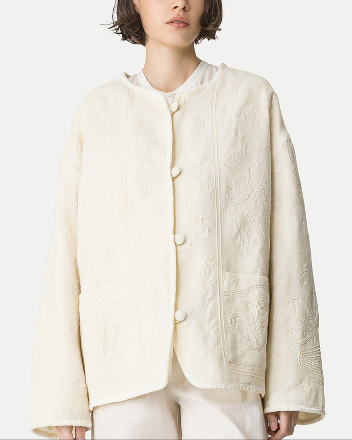 Iris Velvet Wool Tweed Blouson | Avorio