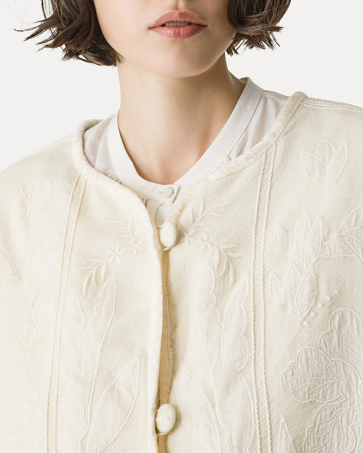 Iris Velvet Wool Tweed Blouson | Avorio