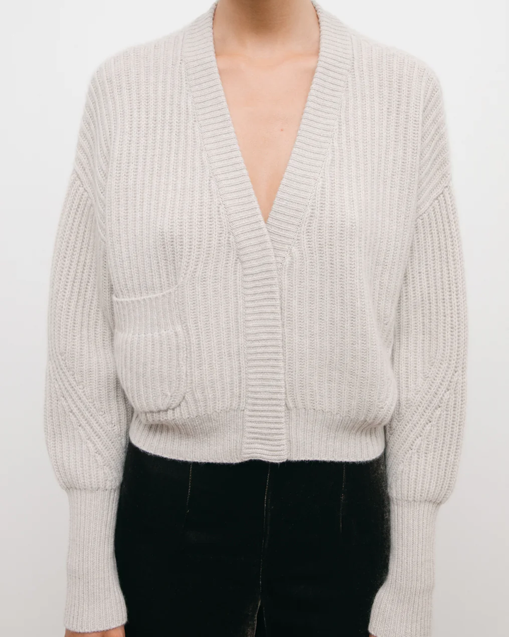 Monaco Ribbed Short Cardi | Light Beige