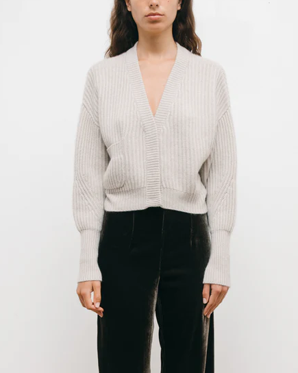Monaco Ribbed Short Cardi | Light Beige