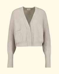 Monaco Ribbed Short Cardi | Light Beige