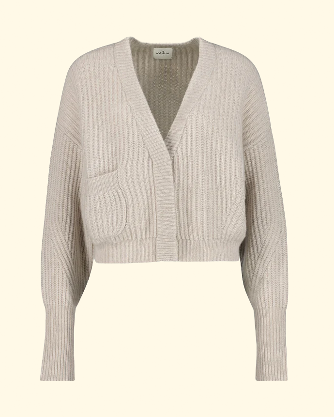 Monaco Ribbed Short Cardi | Light Beige