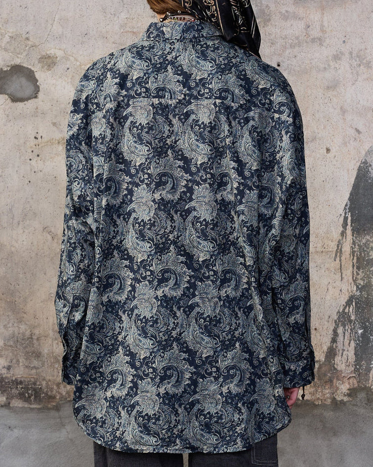 Pin Tuck Drop Neck Shirt | Indigo