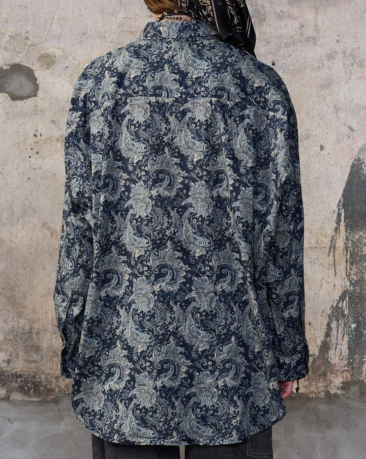 Pin Tuck Drop Neck Shirt | Indigo