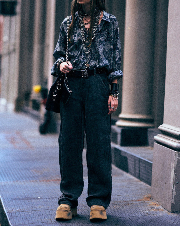 Pin Tuck Drop Neck Shirt | Indigo