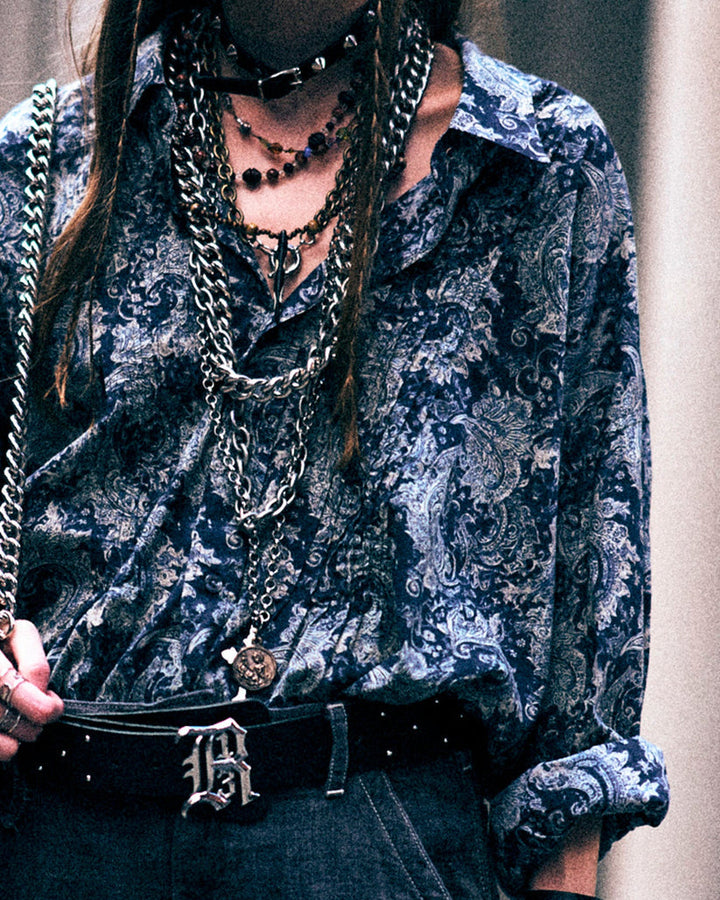 Pin Tuck Drop Neck Shirt | Indigo