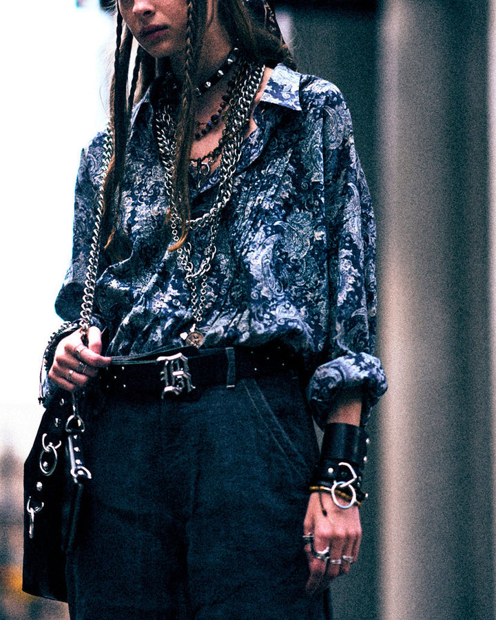 Pin Tuck Drop Neck Shirt | Indigo