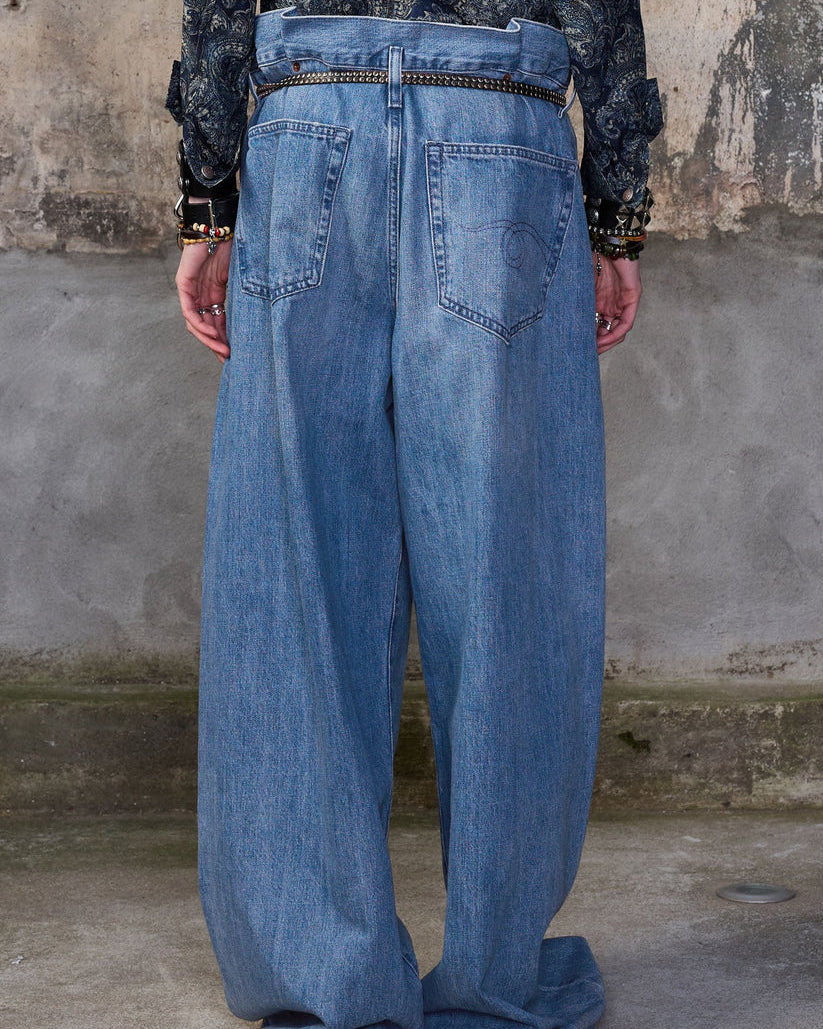 Pleated Waistband Jean | Concrete Blue
