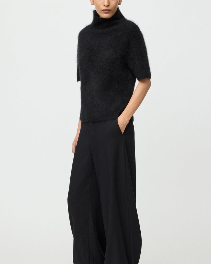 Brushed Short Sleeve Turtleneck | Black — 4:5 cropped view 1