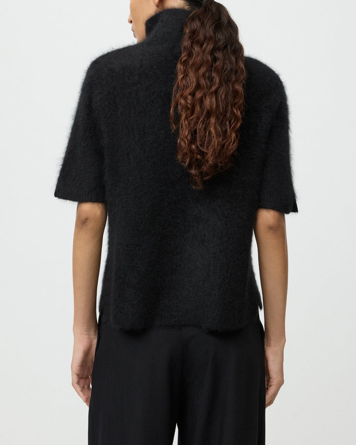 Brushed Short Sleeve Turtleneck | Black — 4:5 cropped view 3