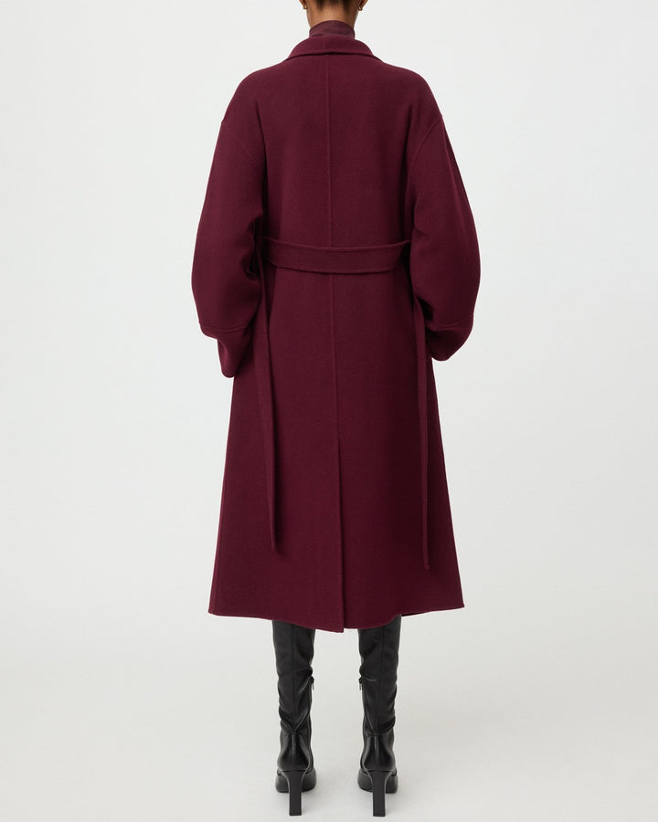 Soft Goat Long Coat | Bordeaux — 4:5 cropped view 2