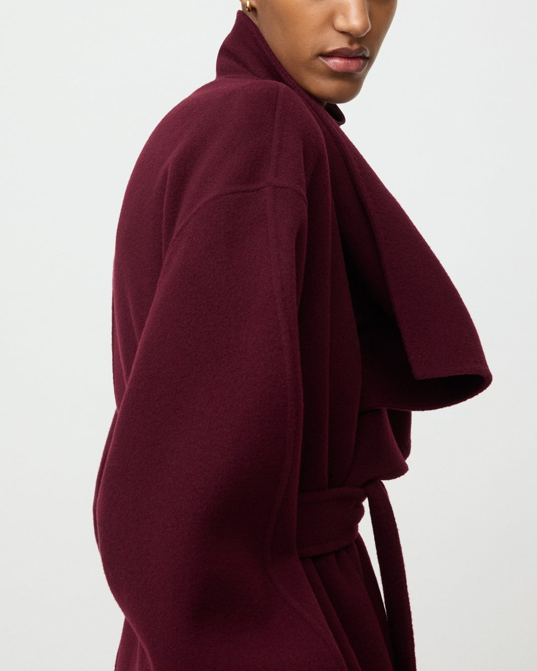 Soft Goat Long Coat | Bordeaux — 4:5 cropped view 5