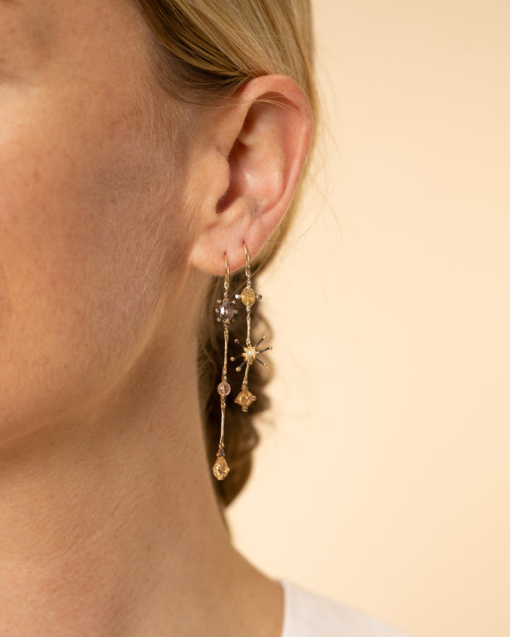 Flora Citrine Long Earrings