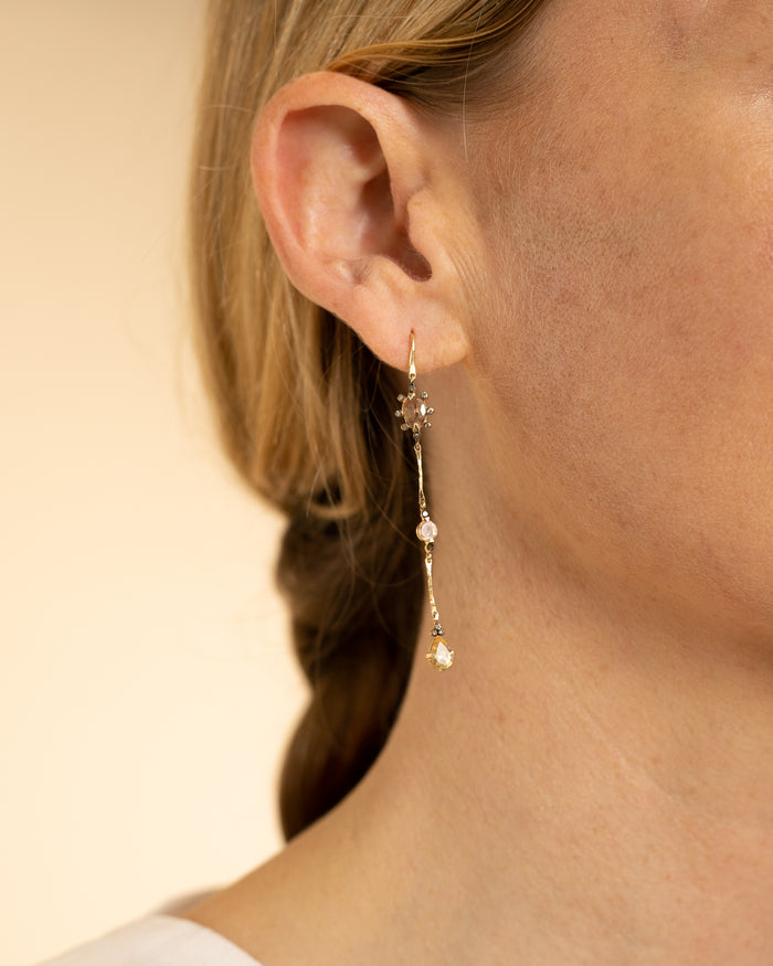 Flora Citrine Long Earrings