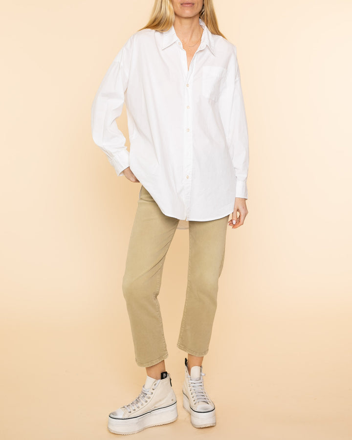 Drop Neck Oxford Shirt | White