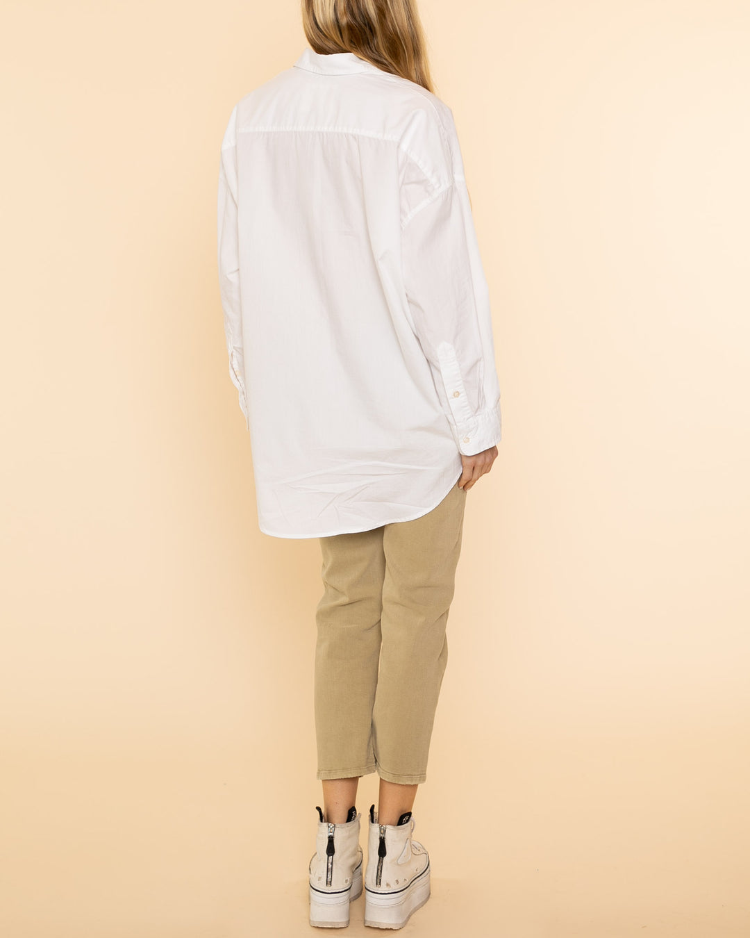 Drop Neck Oxford Shirt | White