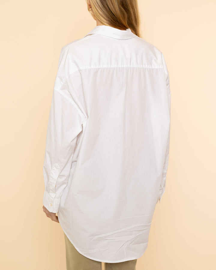 Drop Neck Oxford Shirt | White