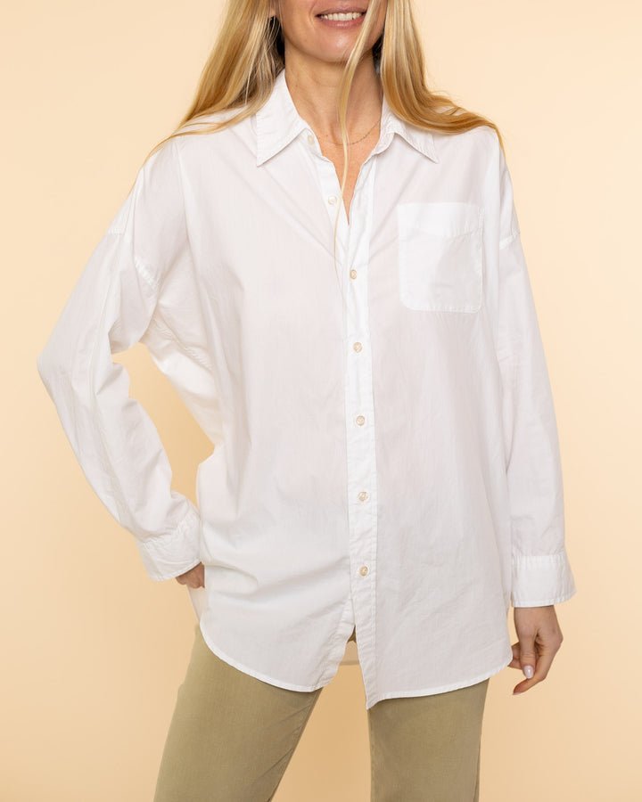 Drop Neck Oxford Shirt | White